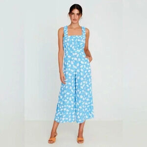 Faithfull the Brand Dolores Jumpsuit In Leyla  Floral Blue Print Size 4/Small